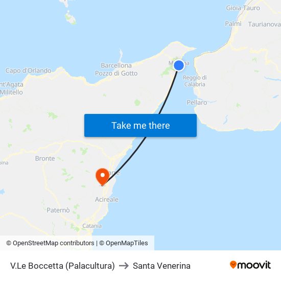 V.Le Boccetta (Palacultura) to Santa Venerina map