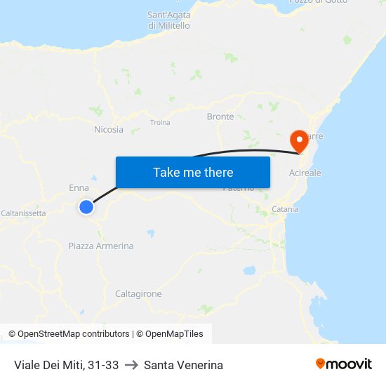 Viale Dei Miti, 31-33 to Santa Venerina map