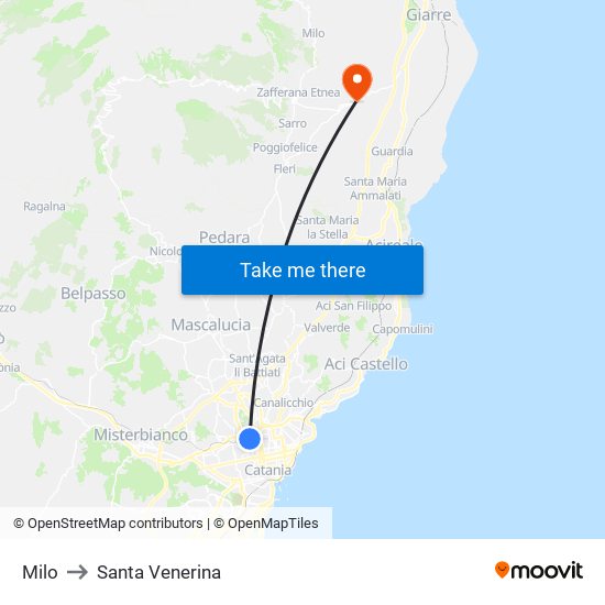 Milo to Santa Venerina map