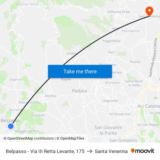 Belpasso - Via III Retta Levante, 175 to Santa Venerina map