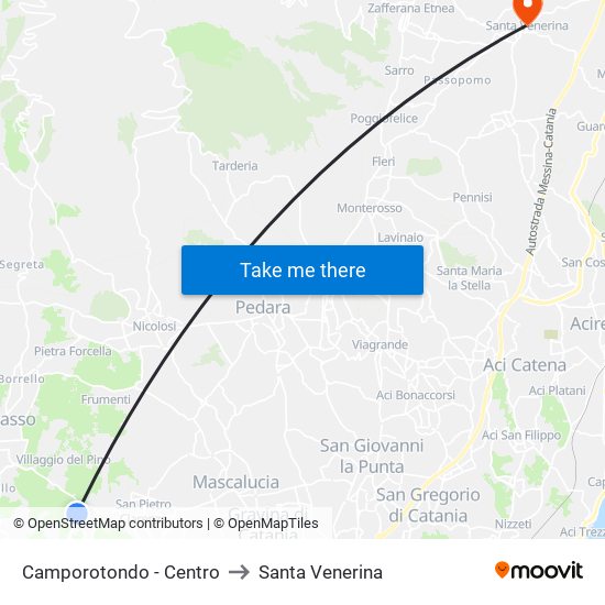 Camporotondo - Centro to Santa Venerina map