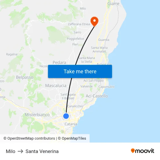 Milo to Santa Venerina map