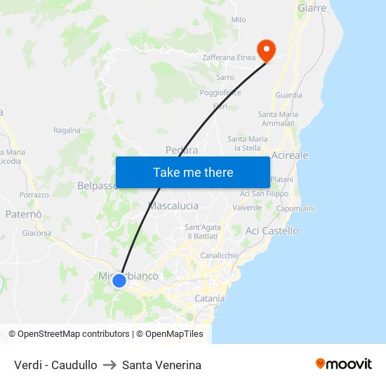 Verdi - Caudullo to Santa Venerina map