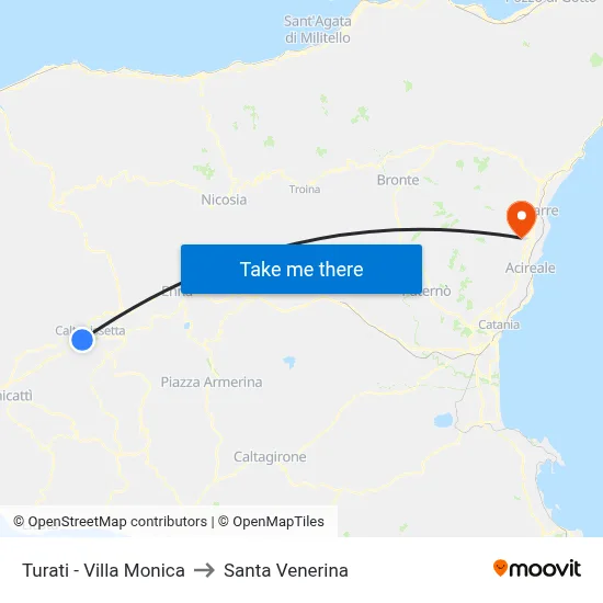 Turati - Villa Monica to Santa Venerina map