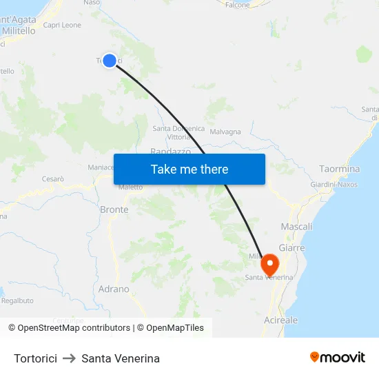 Tortorici to Santa Venerina map