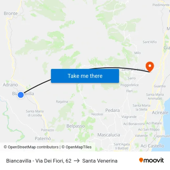 Biancavilla - Flower Street 62 to Santa Venerina map