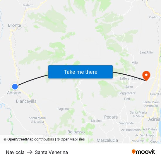 Naviccia to Santa Venerina map