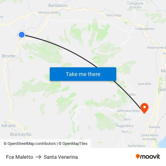 Fce Maletto to Santa Venerina map