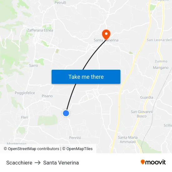 Scacchiere to Santa Venerina map