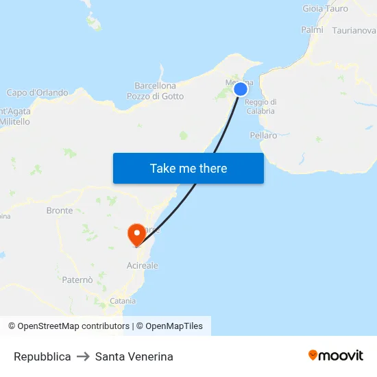 Repubblica to Santa Venerina map