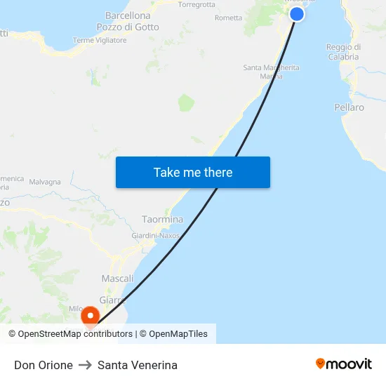 Don Orione to Santa Venerina map