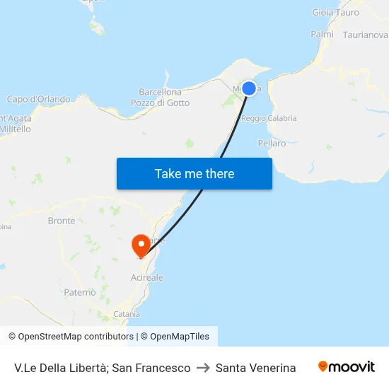 Liberty Avenue San Francesco to Santa Venerina map