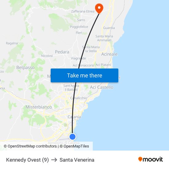 Kennedy Ovest (9) to Santa Venerina map