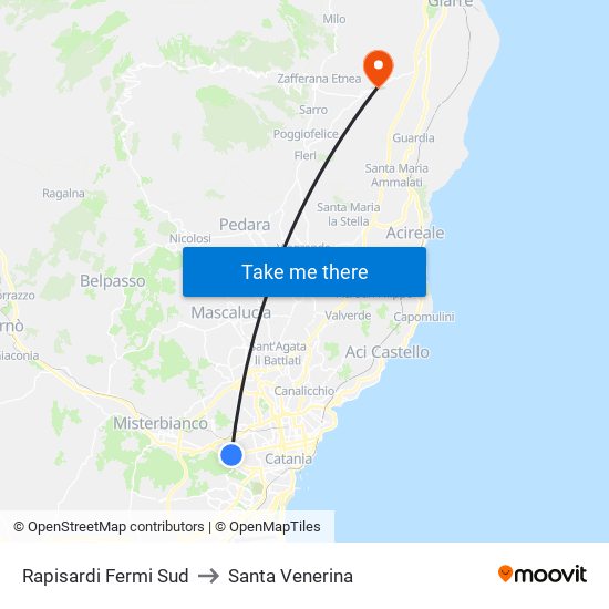 Rapisardi Fermi Sud to Santa Venerina map
