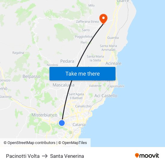 Pacinotti Volta to Santa Venerina map