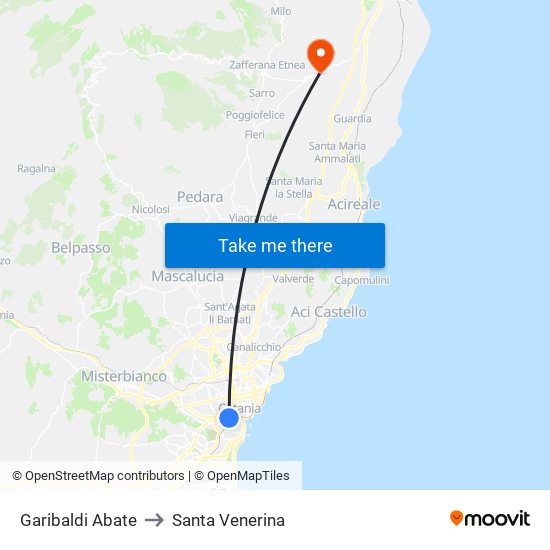 Garibaldi Abate to Santa Venerina map