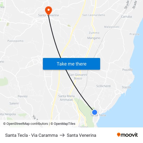 Santa Tecla - Via Caramma to Santa Venerina map