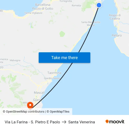 Via La Farina - S. Pietro E Paolo to Santa Venerina map