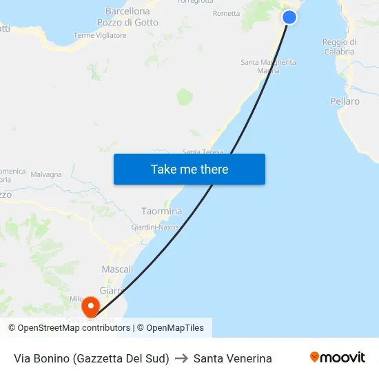 Bonino St. (Gazzetta Del Sud) to Santa Venerina map
