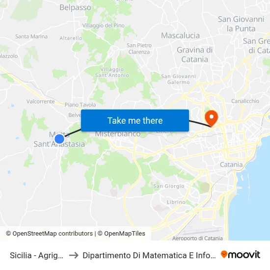 Sicily - Agrigento to Department of Mathematics and Computer Science map