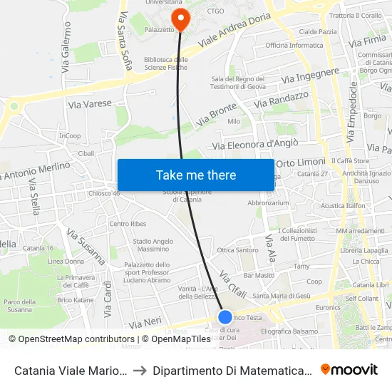 Catania Viale Mario Rapisardi to Department of Mathematics and Computer Science map