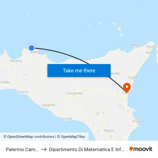 Palermo Camping to Department of Mathematics and Computer Science map