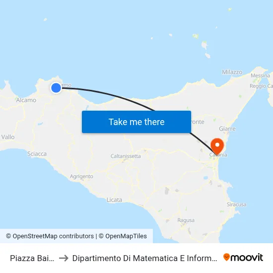 Piazza Baida to Department of Mathematics and Computer Science map