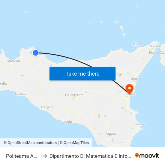 Politeama Amari to Department of Mathematics and Computer Science map