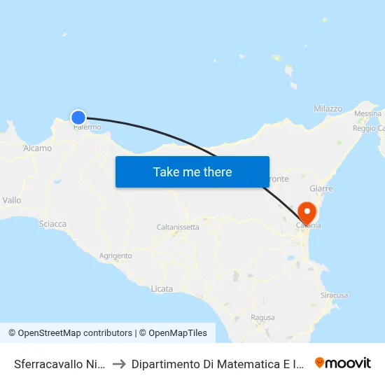 Sferracavallo Nicoletti to Department of Mathematics and Computer Science map