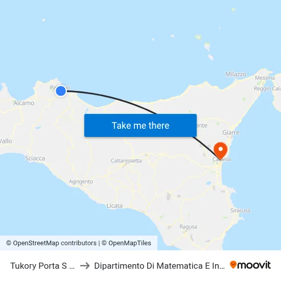 Tukory Porta Sant'Agata to Department of Mathematics and Computer Science map