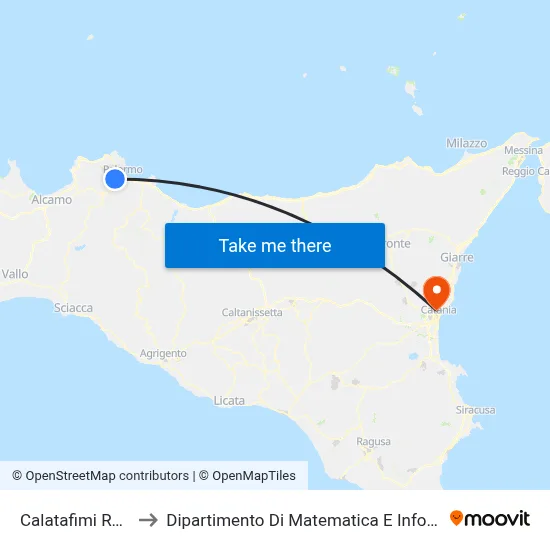 Calatafimi Rocca to Department of Mathematics and Computer Science map