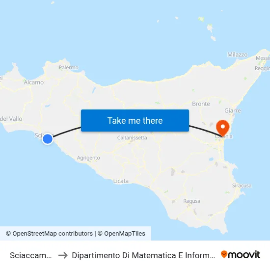 Sciaccamare to Department of Mathematics and Computer Science map