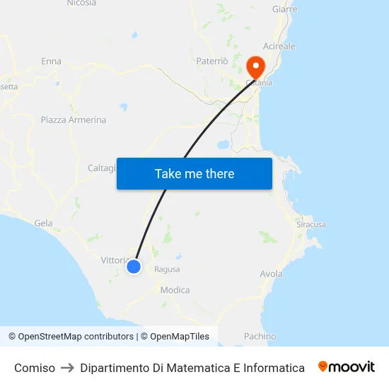 Comiso to Department of Mathematics and Computer Science map