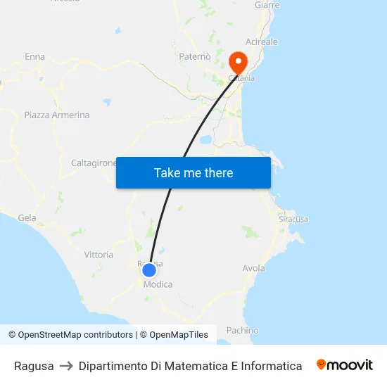 Ragusa to Department of Mathematics and Computer Science map