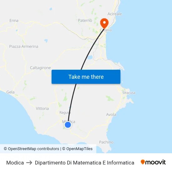 Modica to Department of Mathematics and Computer Science map