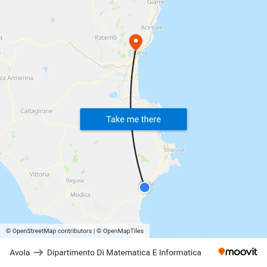 Avola to Department of Mathematics and Computer Science map
