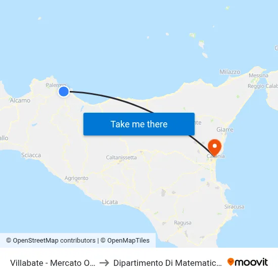 Villabate - Fruit and Vegetable Market to Department of Mathematics and Computer Science map