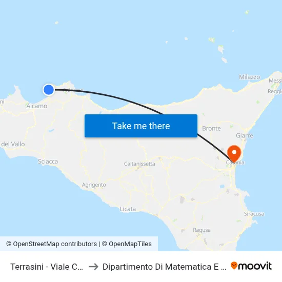 Terrasini - Viale Consiglio to Department of Mathematics and Computer Science map