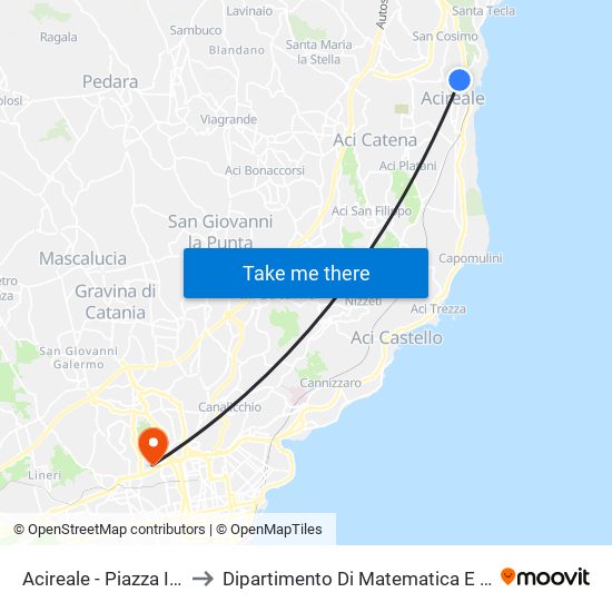 Acireale - Piazza Indirizzo to Dipartimento Di Matematica E Informatica map