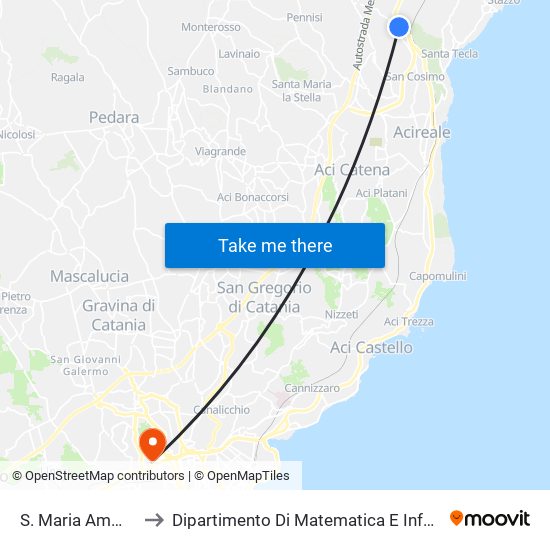 S. Maria Ammalati to Dipartimento Di Matematica E Informatica map