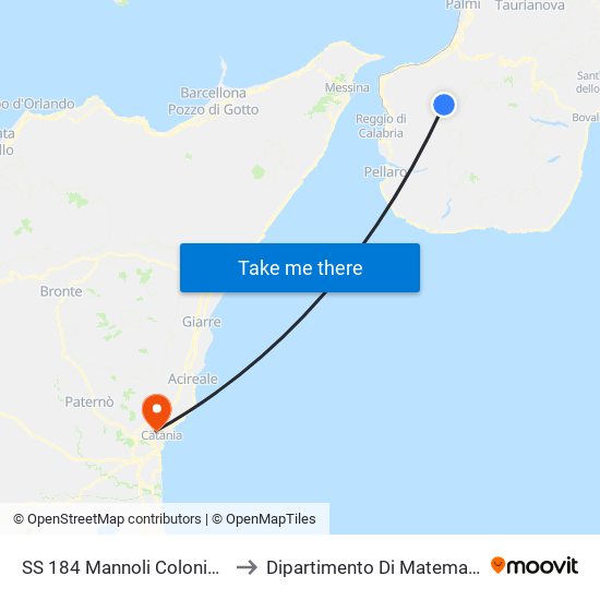 SS 184  Mannoli Colonia Franchetti (S/N) to Dipartimento Di Matematica E Informatica map