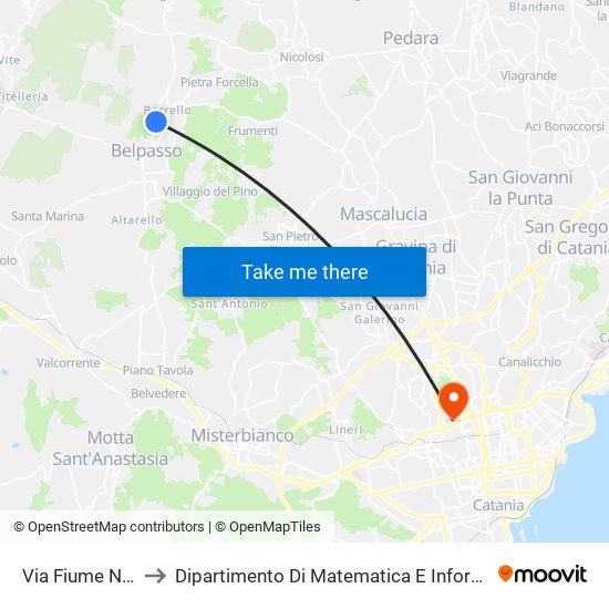 Via Fiume Nord to Dipartimento Di Matematica E Informatica map