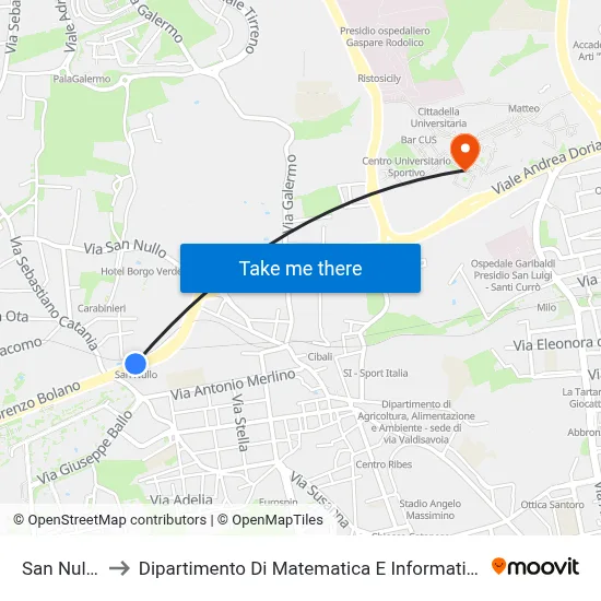 San Nullo to Department of Mathematics and Computer Science map