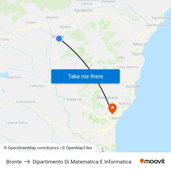 Bronte to Department of Mathematics and Computer Science map