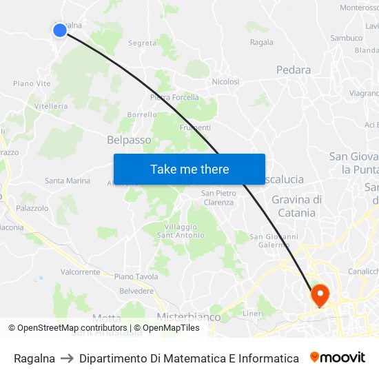 Ragalna to Dipartimento Di Matematica E Informatica map