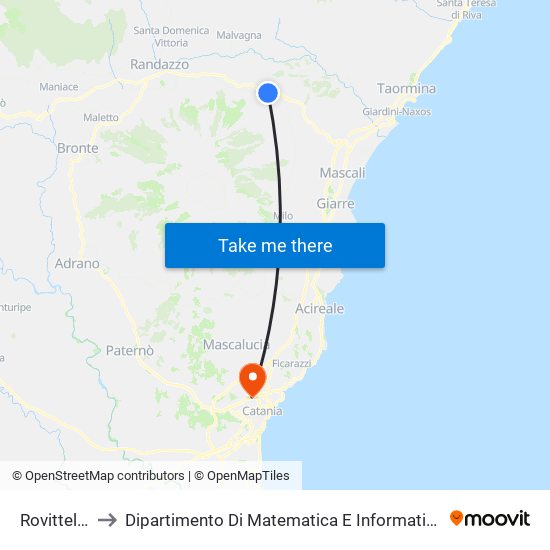 Rovittello to Dipartimento Di Matematica E Informatica map