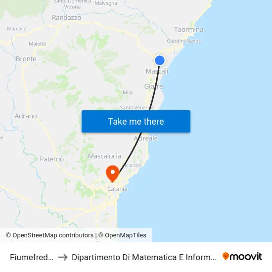 Fiumefreddo to Dipartimento Di Matematica E Informatica map