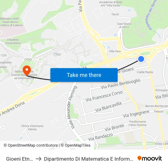 Gioeni Etnea to Department of Mathematics and Computer Science map