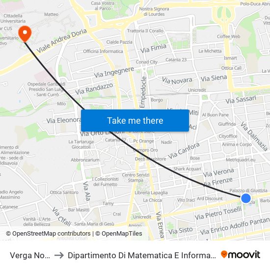 Verga Nord to Dipartimento Di Matematica E Informatica map