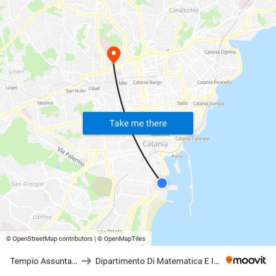 Tempio Assunta Ovest to Dipartimento Di Matematica E Informatica map